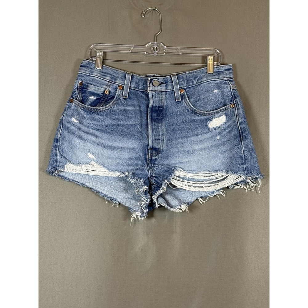 Levis 501 Original Cutoff Jean Denim Shorts Button Fly Distressed Raw Size 31